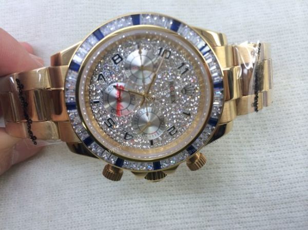 Rolex Yellow Gold Daytona Diamonds Face Copy Watch Arabic Marker